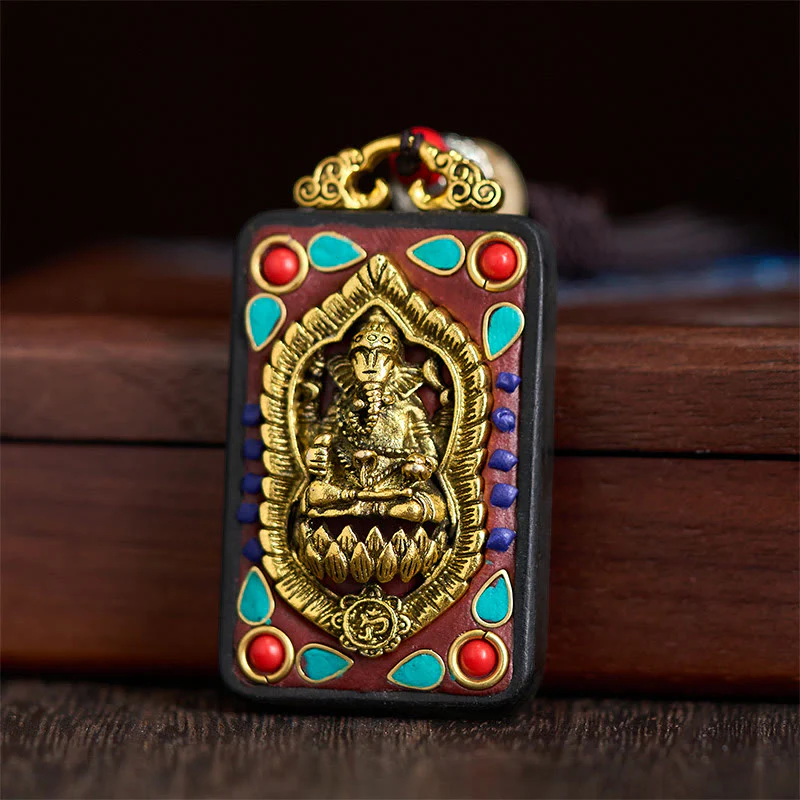 Collana con Buddha Stones Ganesh Ganpati di elefante e ciondolo in pietra della pace - Image 26