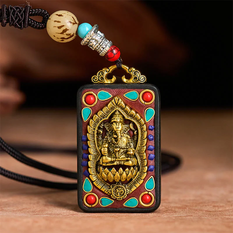 Collana con Buddha Stones Ganesh Ganpati di elefante e ciondolo in pietra della pace - Image 27