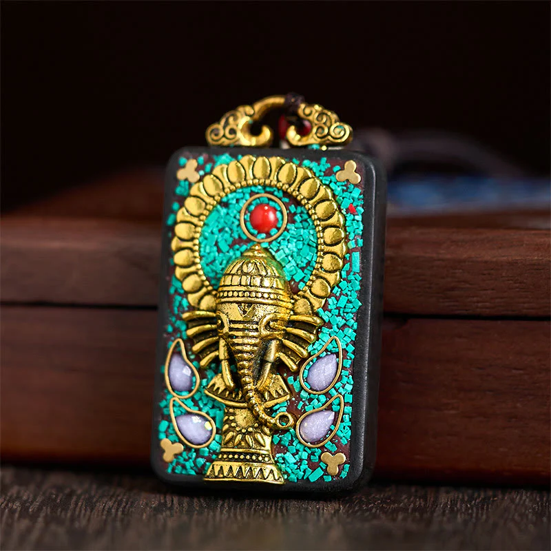 Collana con Buddha Stones Ganesh Ganpati di elefante e ciondolo in pietra della pace - Image 3