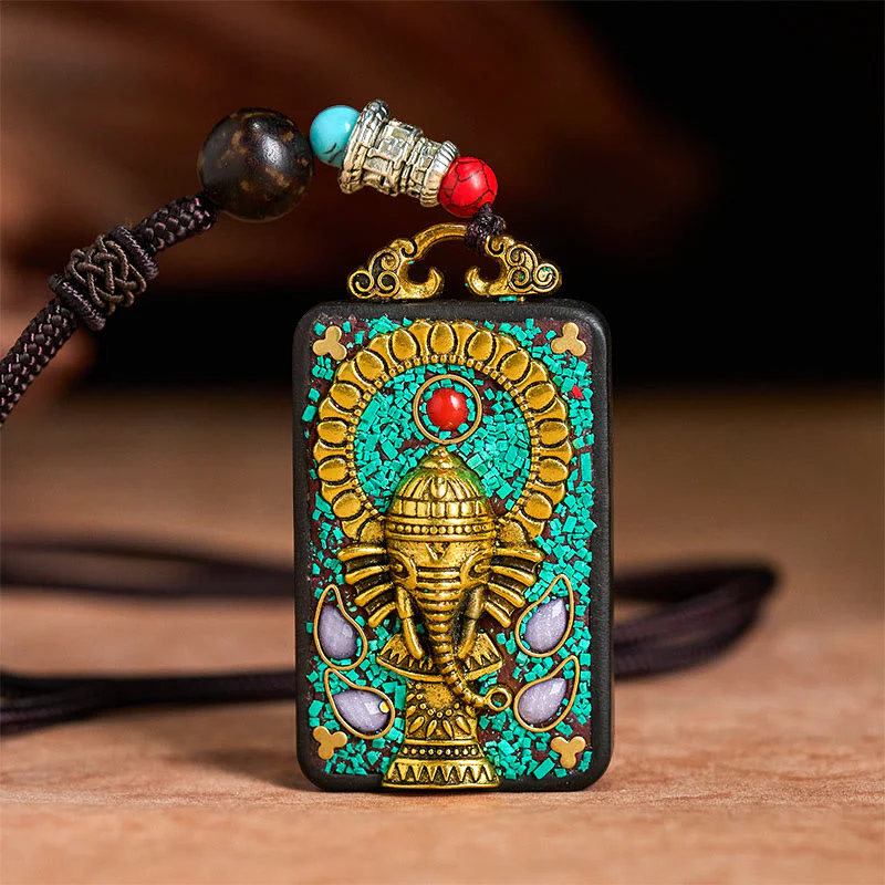 Collana con Buddha Stones Ganesh Ganpati di elefante e ciondolo in pietra della pace - Image 4