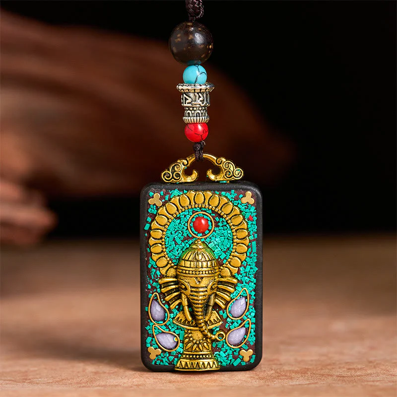 Collana con Buddha Stones Ganesh Ganpati di elefante e ciondolo in pietra della pace - Image 5