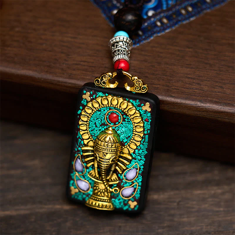 Collana con Buddha Stones Ganesh Ganpati di elefante e ciondolo in pietra della pace - Image 6