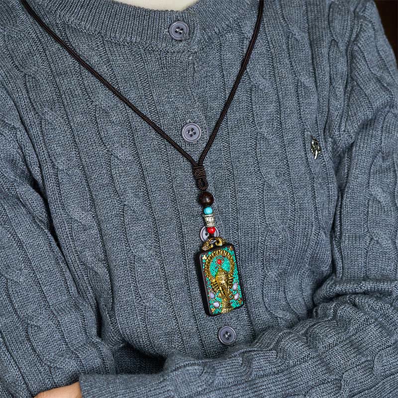 Collana con Buddha Stones Ganesh Ganpati di elefante e ciondolo in pietra della pace - Image 8