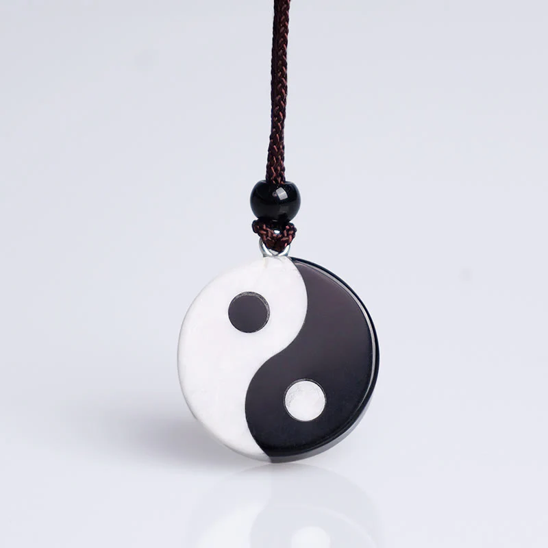 Collana con Buddha Stones naturale di ossidiana nera, turchese bianco, forza di realizzazione Yin Yang - Image 6