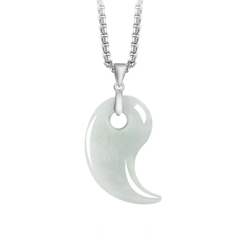 Collana con ciondolo portafortuna in giada e titanio con Buddha Stones a forma di goccia - Image 8