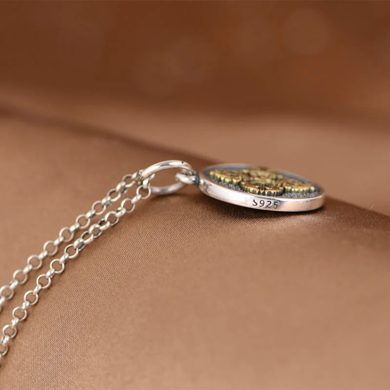 Collana con ciondolo a Buddha Stones in argento sterling 925 con doppio Dorje Vajra e benedizione - Image 8
