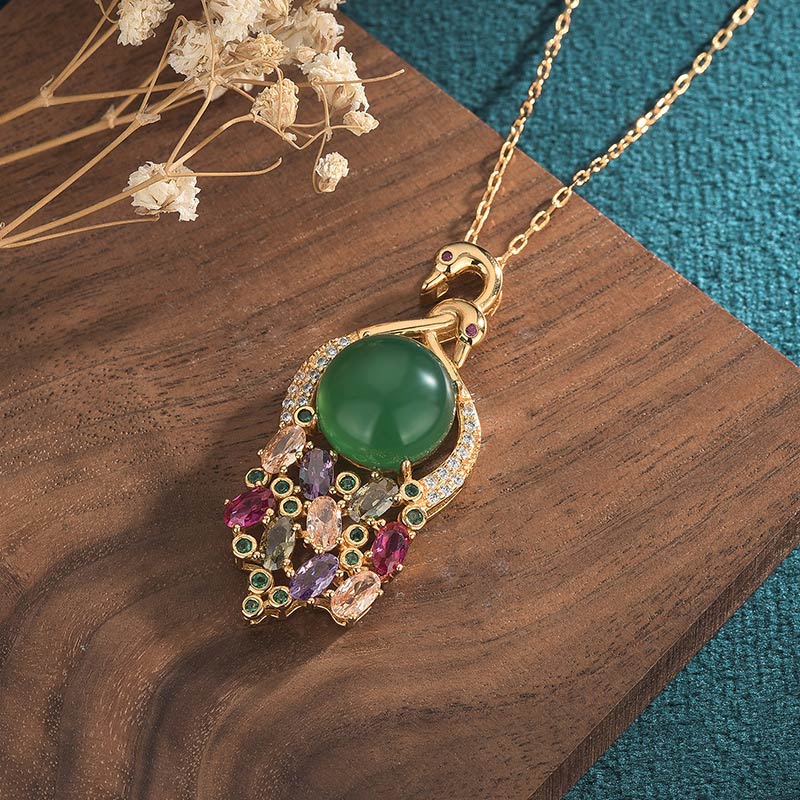 Collana con ciondolo a catena in giada ciano Buddha Stones - Image 3