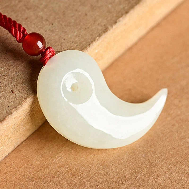 Collana con ciondolo a corda con benedizione di protezione in giada bianca e giada ciano Yin Yang - Image 7