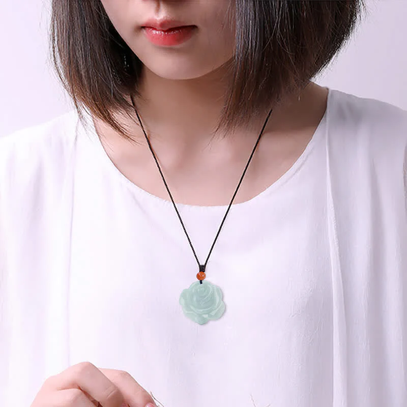 Collana con ciondolo a corda con motivo a loto in Buddha Stones, abbondanza e prosperità - Image 3