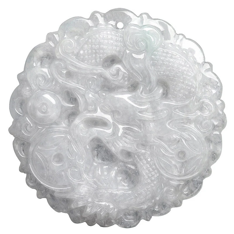 Collana con ciondolo a corda con protezione del drago in giada bianca Buddha Stones - Image 8