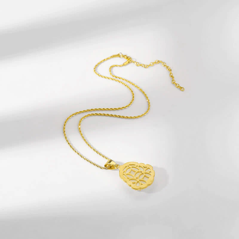 Collana con ciondolo a forma di Buddha in giada con Buddha che ride, riempita in oro 18 carati, Buddha Stones - Image 8