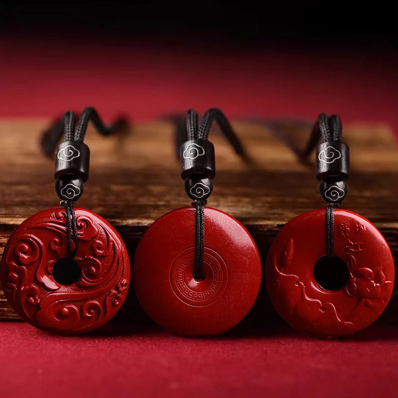 Collana con ciondolo a forma di corda con fibbia per la pace Buddha Stones Cinnabar naturale Lotus - Image 2