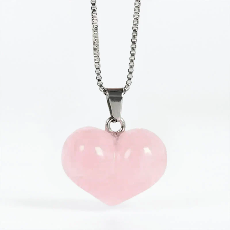 Collana con ciondolo a forma di cuore in Buddha Stones, ametista, topazio, cristallo rosa, opale, occhio di tigre, cristallo bianco, diaspro rosso, amazzonite, avventurina verde, ossidiana nera, citrino. - Image 13