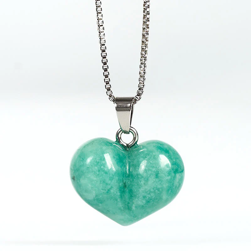 Collana con ciondolo a forma di cuore in Buddha Stones, ametista, topazio, cristallo rosa, opale, occhio di tigre, cristallo bianco, diaspro rosso, amazzonite, avventurina verde, ossidiana nera, citrino. - Image 33