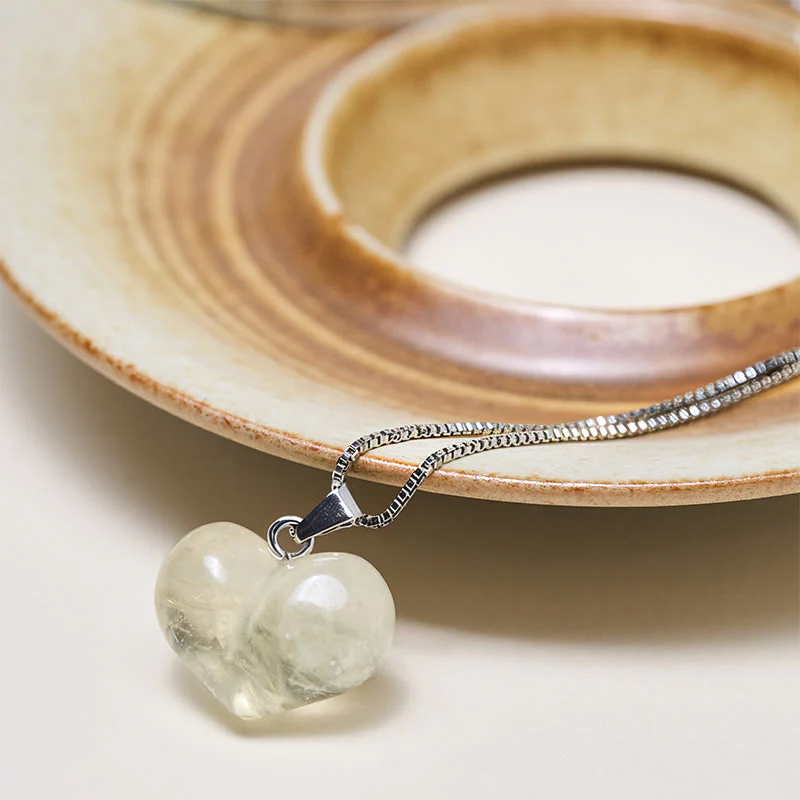 Collana con ciondolo a forma di cuore in Buddha Stones, ametista, topazio, cristallo rosa, opale, occhio di tigre, cristallo bianco, diaspro rosso, amazzonite, avventurina verde, ossidiana nera, citrino. - Image 47