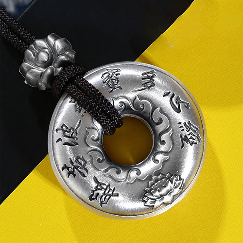 Collana con ciondolo a forma di fibbia della pace con cuore in argento sterling 999, Buddha Stones - Image 9