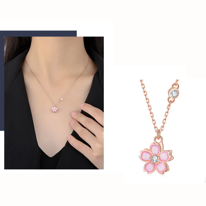 Collana con ciondolo a forma di fiore di ciliegio in argento sterling 925 con Buddha Stones e protezione girevole - Image 10