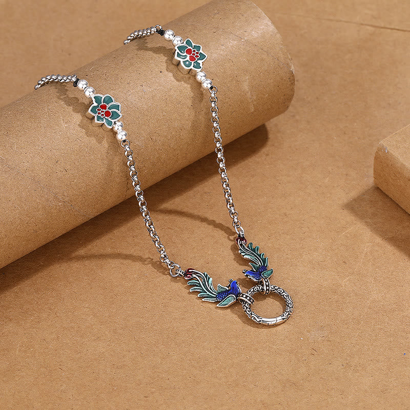 Collana con ciondolo a forma di fiore di loto con Buddha Stones, fenice, protezione dalla fortuna - Image 2
