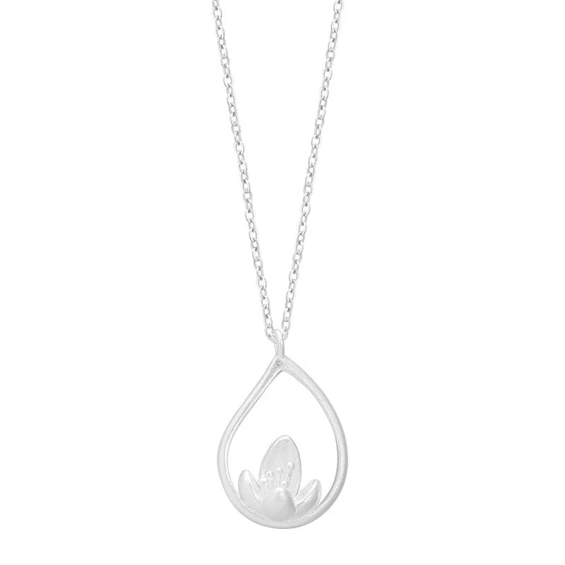 Collana con ciondolo a forma di fiore di loto in argento sterling 925 con Buddha Stones e illuminazione floreale - Image 8