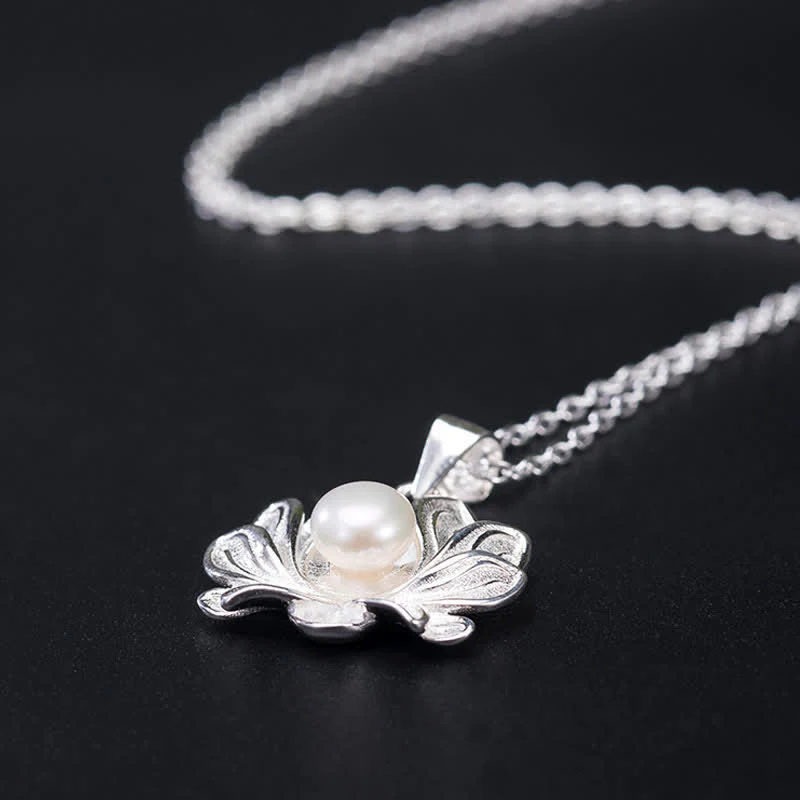 Collana con ciondolo a forma di fiore di loto in argento sterling 925 con Buddha Stones e perle - Image 7