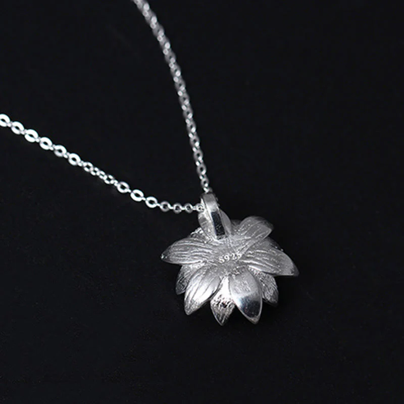 Collana con ciondolo a forma di fiore di loto in argento sterling 925, lapislazzuli e Buddha Stones, per la cura di sé - Image 7