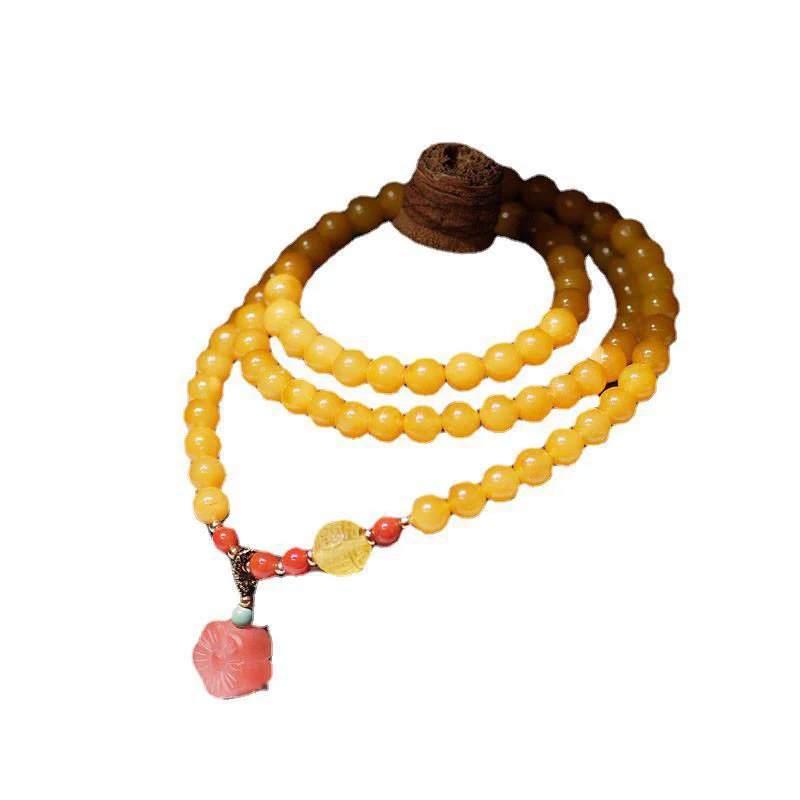 Collana con ciondolo a forma di fiore in ambra curativa e bilanciata - Image 10