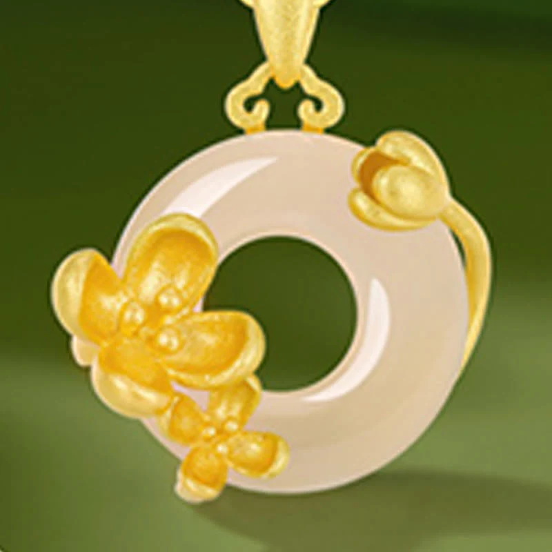 Collana con ciondolo a forma di fiori con fibbia della pace in argento sterling 925, Buddha Stones, calcedonio - Image 22