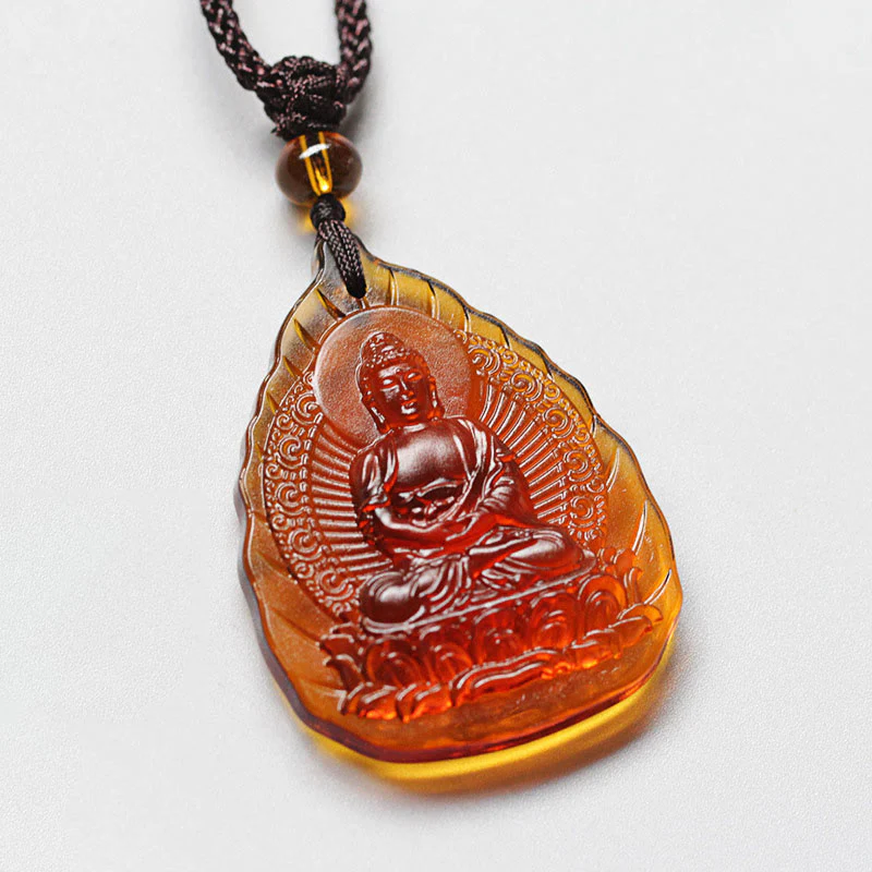 Collana con ciondolo a forma di foglia, in cristallo Liuli, con Buddha Stones , zodiaco cinese, Buddha natale, protezione - Image 10