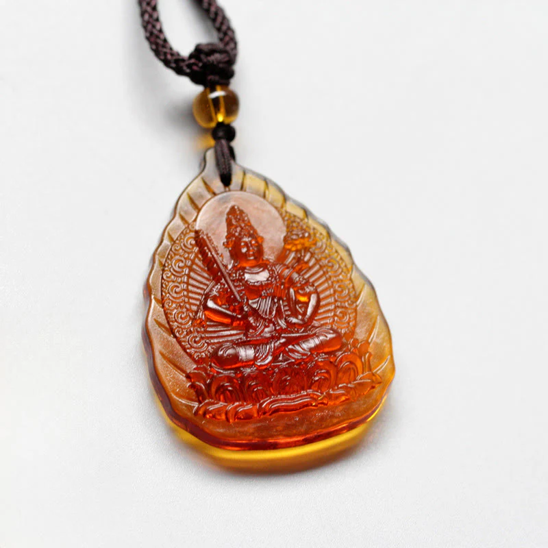 Collana con ciondolo a forma di foglia, in cristallo Liuli, con Buddha Stones , zodiaco cinese, Buddha natale, protezione - Image 2