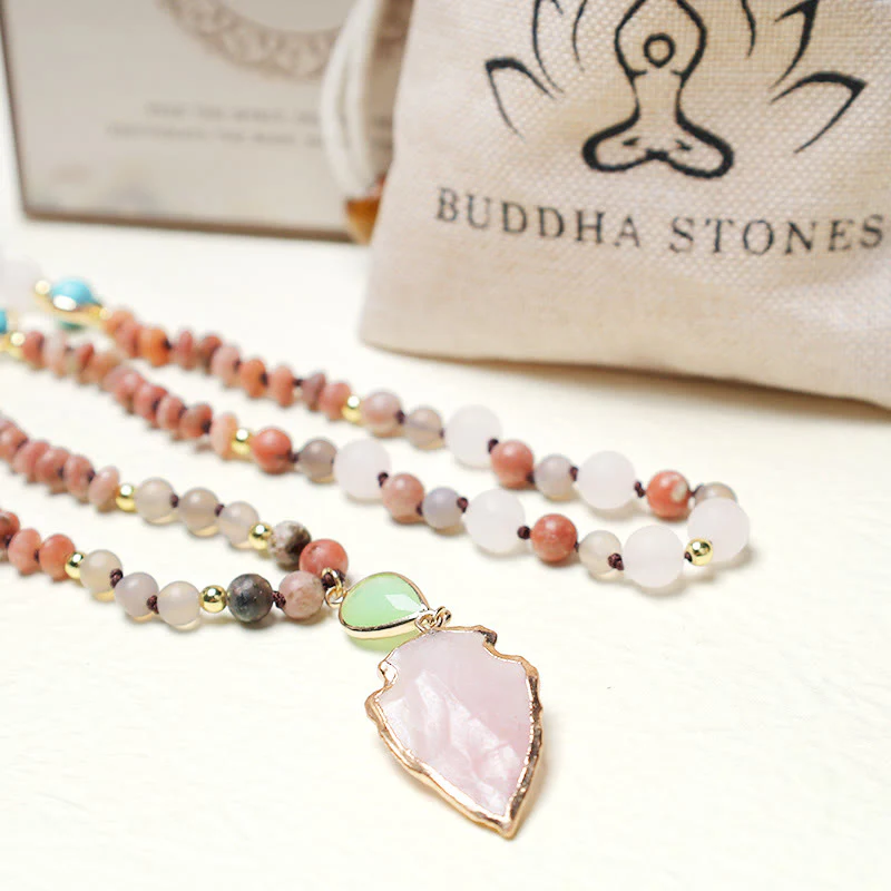 Collana con ciondolo a forma di freccia curativa in pietra di cristallo di quarzo rosa naturale - Image 5