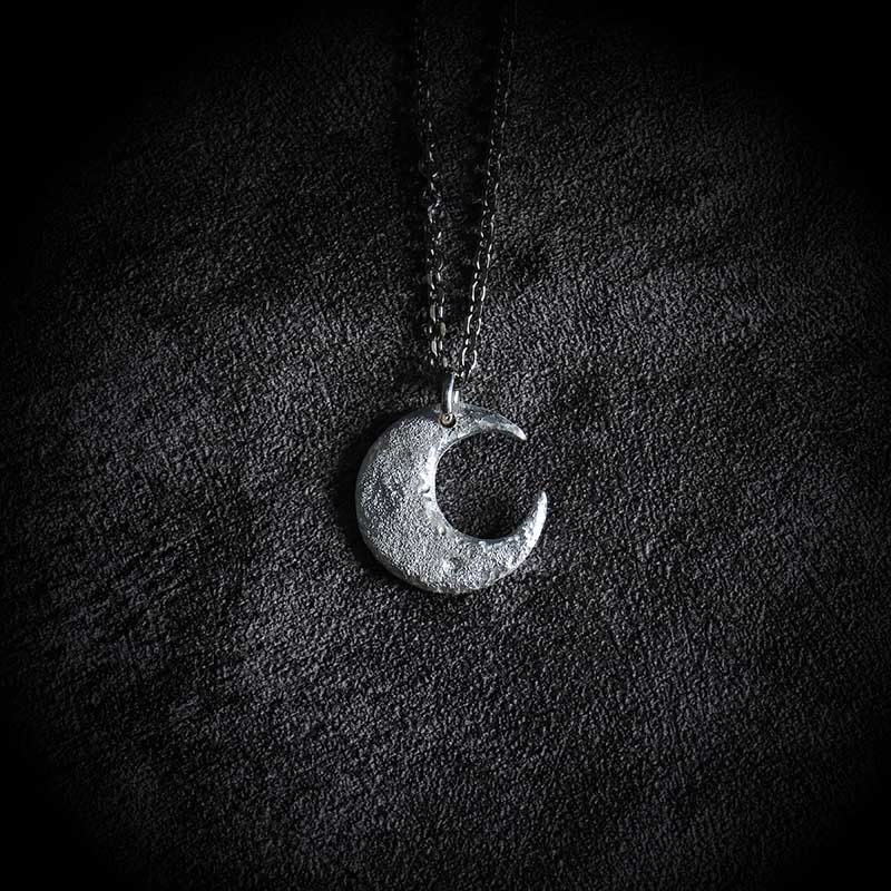 Collana con ciondolo a forma di luna in argento sterling 999 Buddha Stones - Image 3
