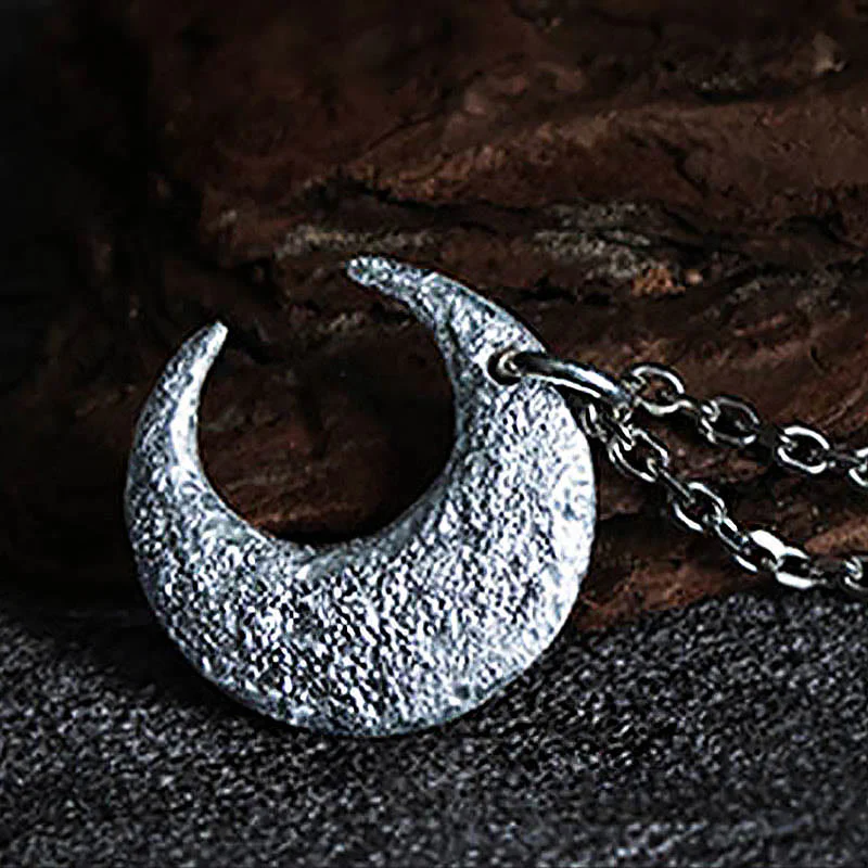 Collana con ciondolo a forma di luna in argento sterling 999 Buddha Stones - Image 4