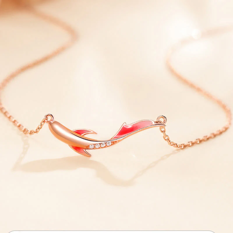 Collana con ciondolo a forma di pesce koi in argento sterling 925 Buddha Stones e zircone per la prosperità - Image 4