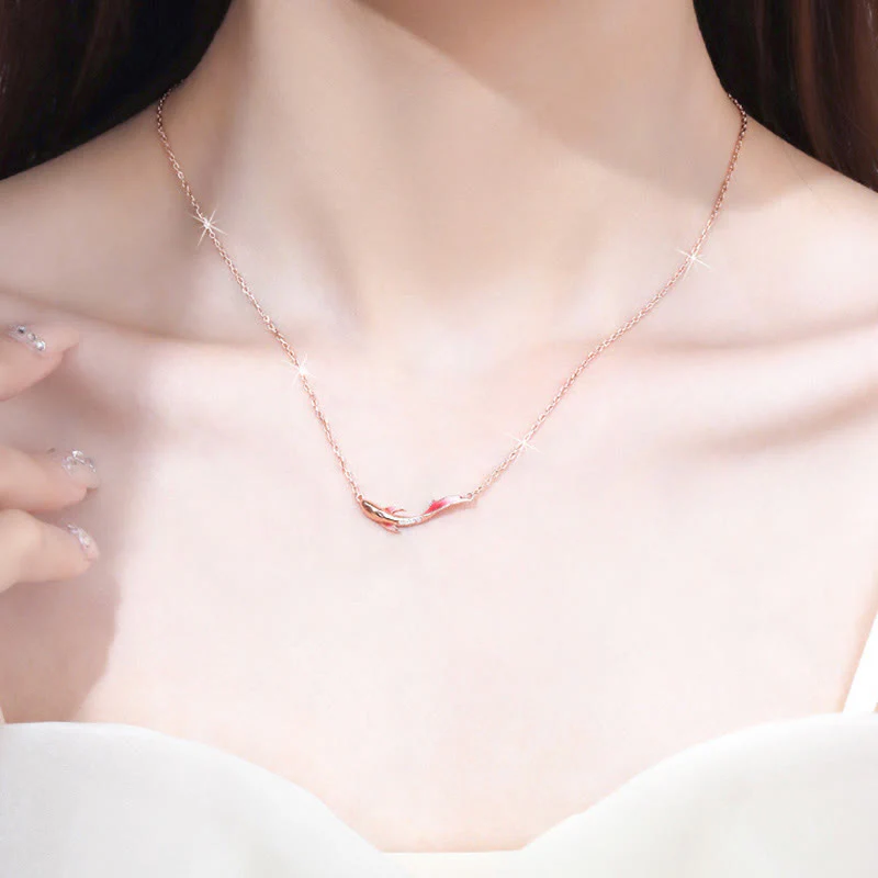 Collana con ciondolo a forma di pesce koi in argento sterling 925 Buddha Stones e zircone per la prosperità - Image 5