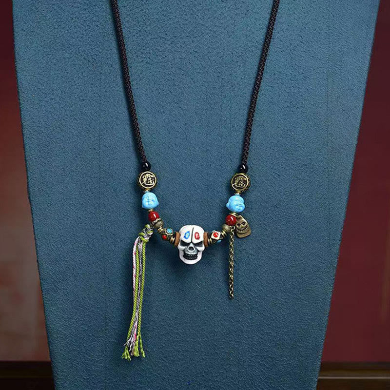 Collana con ciondolo a forma di teschio tibetano Buddha Stones, il Signore della Foresta dei Cadaveri, che tiene lontani gli spiriti maligni. - Image 7