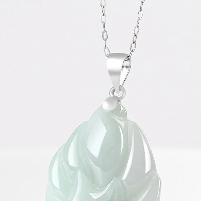 Collana con ciondolo in acciaio al titanio e catena in giada naturale con volpe a nove code Buddha Stones - Image 9