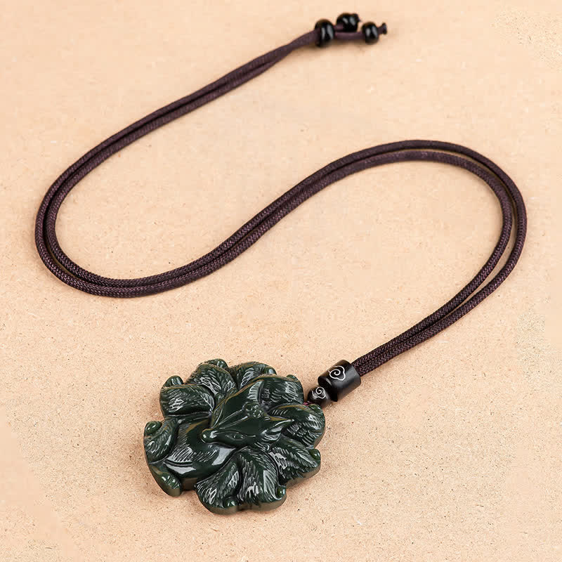 Collana con ciondolo a forma di volpe a nove code in giada ciano di Hetian - Image 5