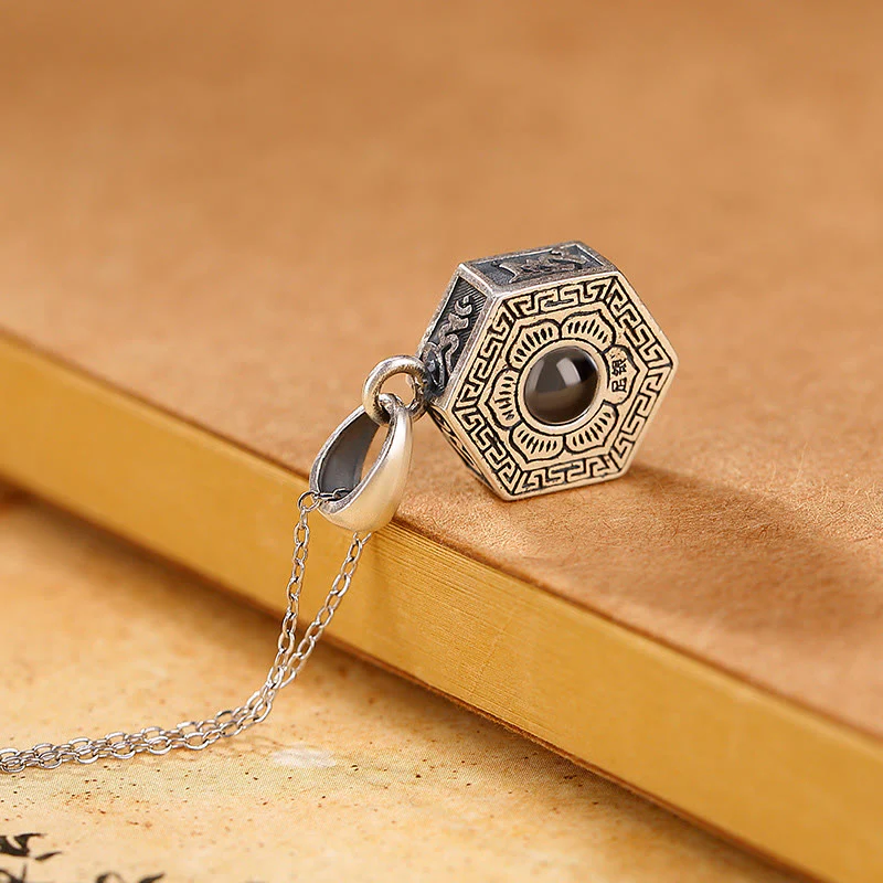 Collana con ciondolo a proiezione d'amore Buddha Stones in argento sterling 990 tibetano Om Mani Padme Hum Lotus - Image 3