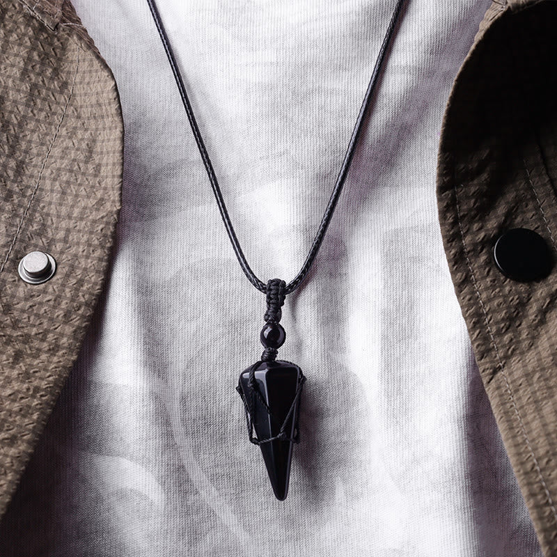 Collana con ciondolo a punta in pietra naturale Buddha Stones - Image 18