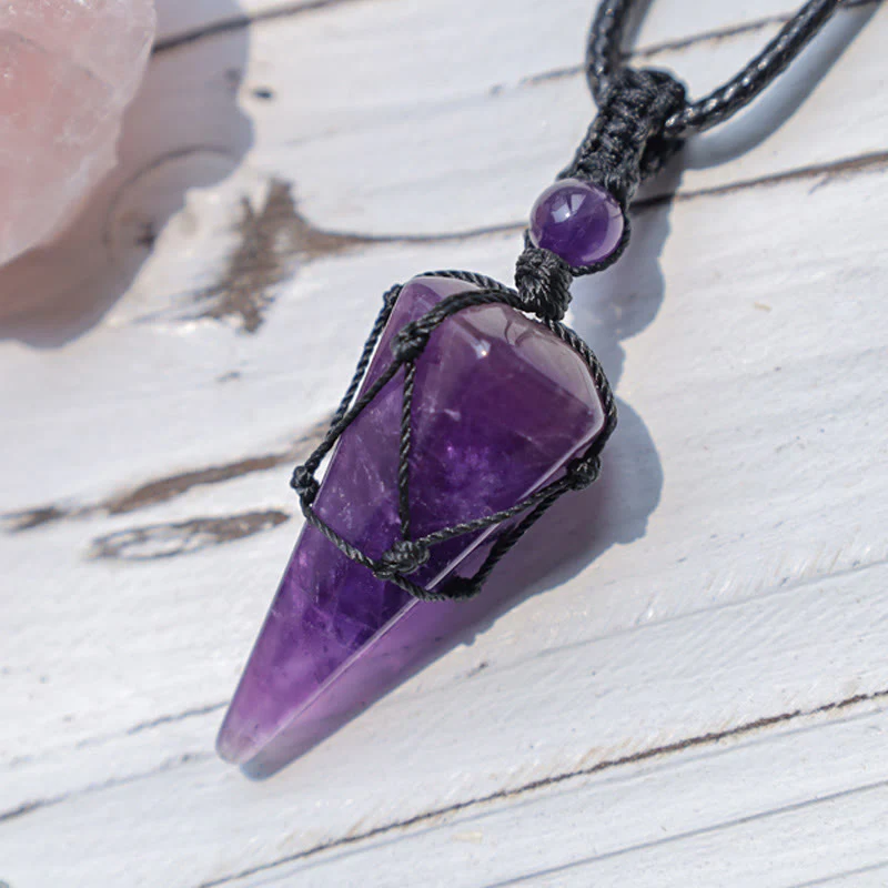 Collana con ciondolo a punta in pietra naturale Buddha Stones - Image 23