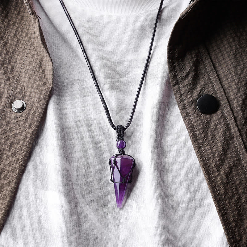 Collana con ciondolo a punta in pietra naturale Buddha Stones - Image 29