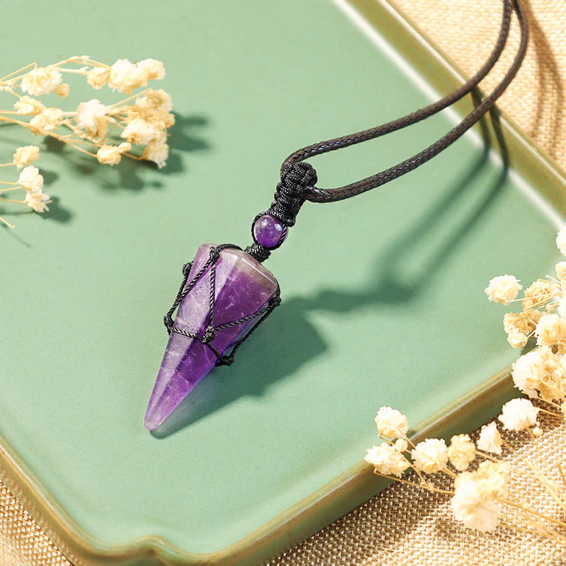 Collana con ciondolo a punta in pietra naturale Buddha Stones - Image 32