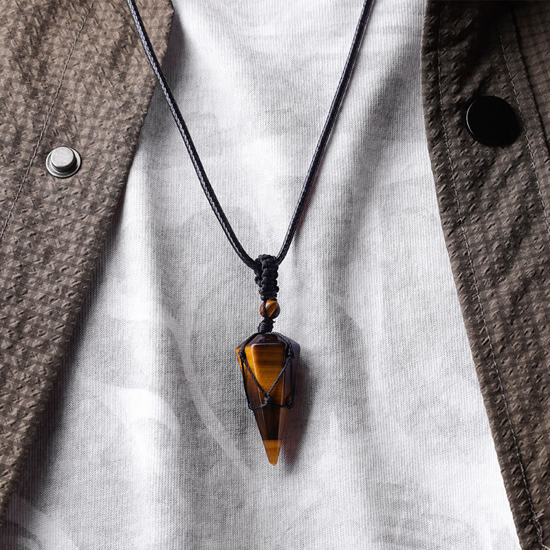 Collana con ciondolo a punta in pietra naturale Buddha Stones - Image 9
