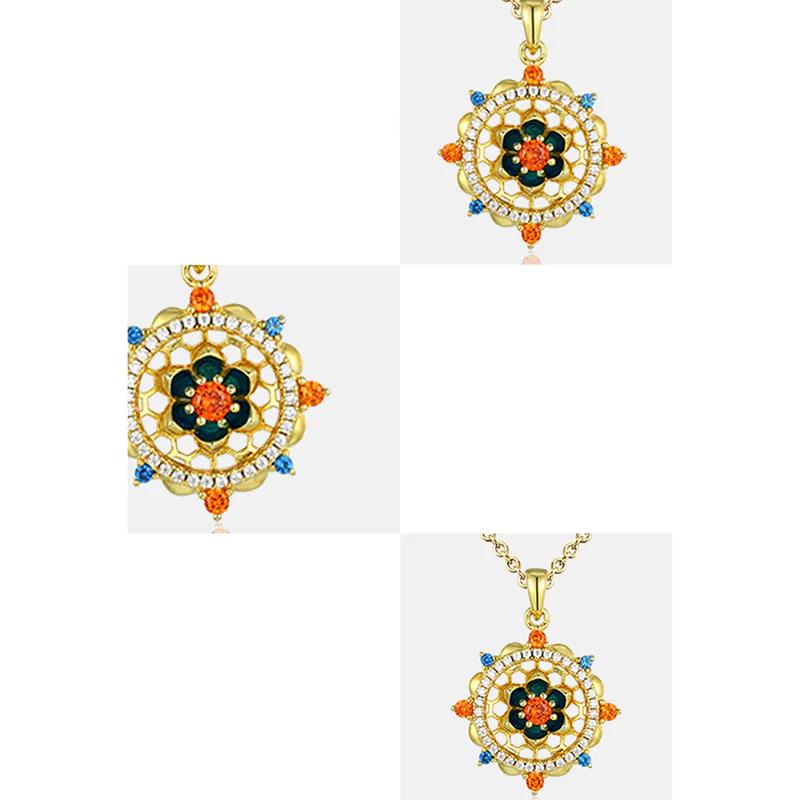 Collana con ciondolo Buddha Stones in argento sterling 925 con fiore di loto e zircone colorato, nuovo inizio - Image 6