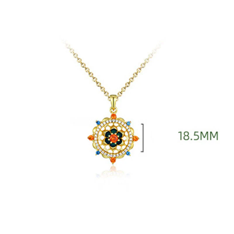 Collana con ciondolo Buddha Stones in argento sterling 925 con fiore di loto e zircone colorato, nuovo inizio - Image 8