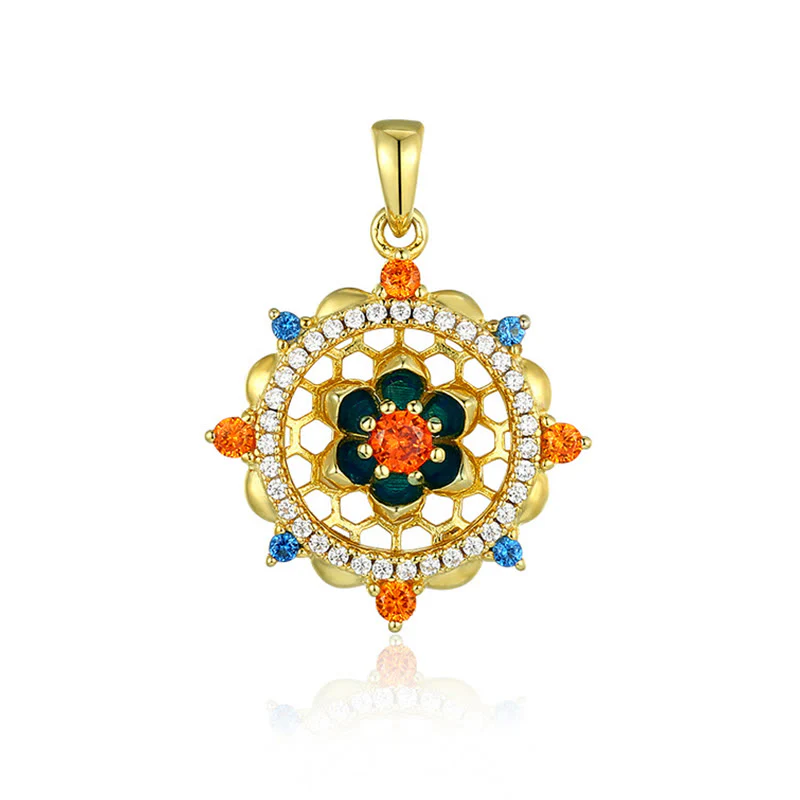 Collana con ciondolo Buddha Stones in argento sterling 925 con fiore di loto e zircone colorato, nuovo inizio - Image 9