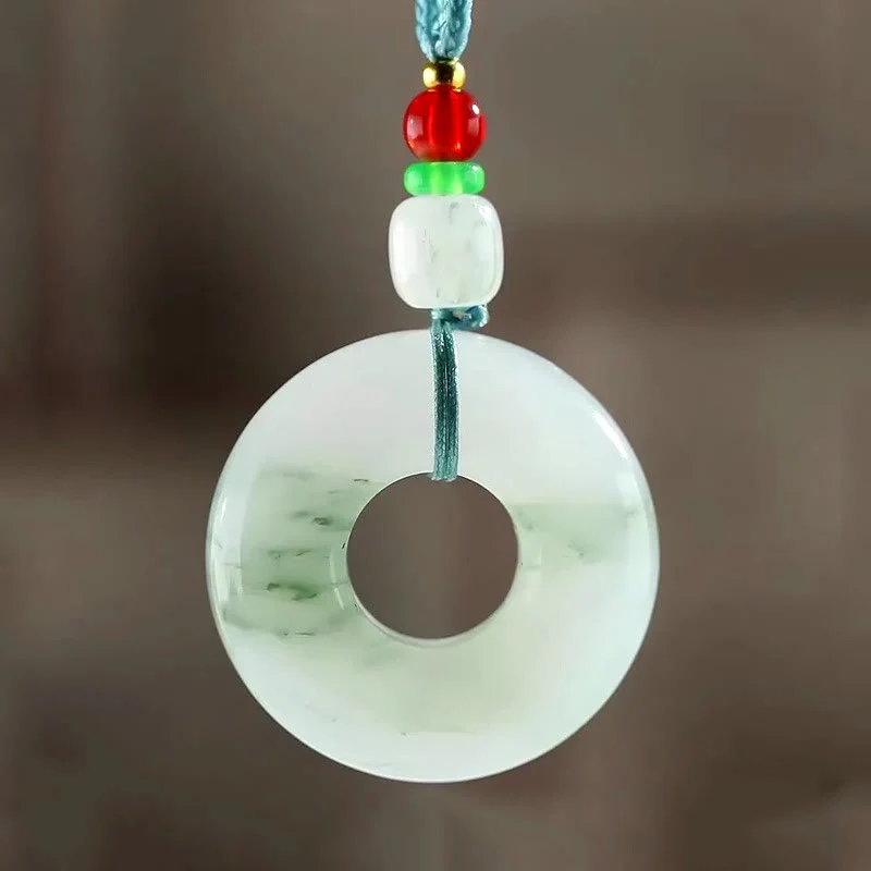 Collana con ciondolo Buddha Stones Natural Jade Peace Buckle Prosperity