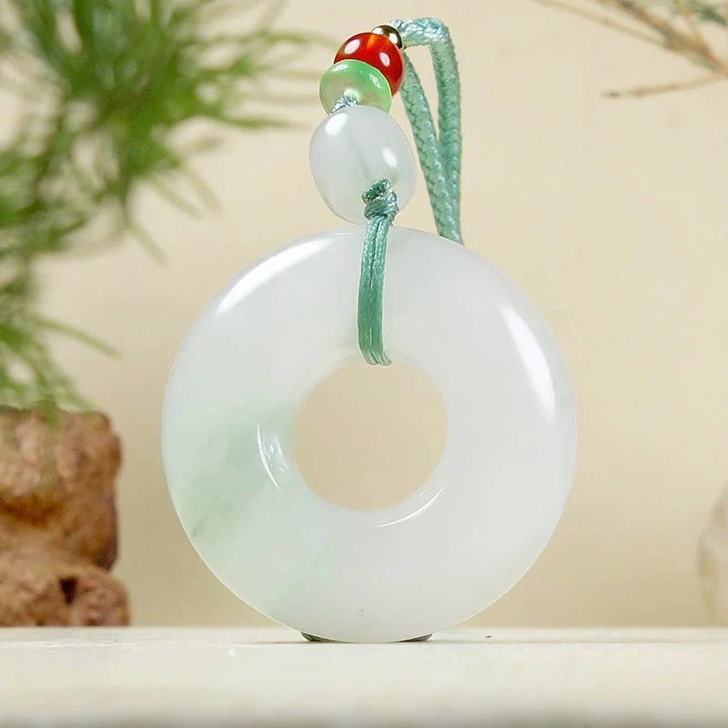 Collana con ciondolo Buddha Stones Natural Jade Peace Buckle Prosperity - Image 5
