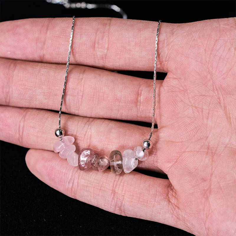 Collana con ciondolo Buddha Stones, ossidiana nera, quarzo fumé, granato, acquamarina, quarzo fragola, cristallo rosa, forza - Image 25