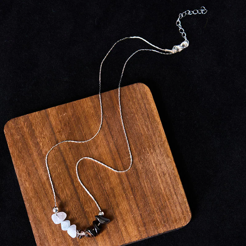 Collana con ciondolo Buddha Stones, ossidiana nera, quarzo fumé, granato, acquamarina, quarzo fragola, cristallo rosa, forza - Image 4